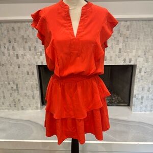 Amanda Uprichard Baretta orange ruffle dress